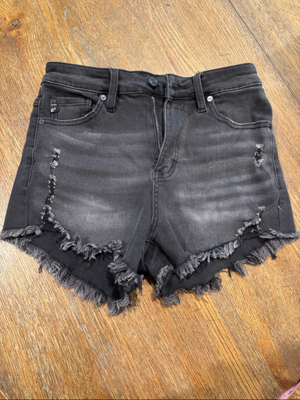 KanCan Black Distressed Frayed Hem Denim Shorts